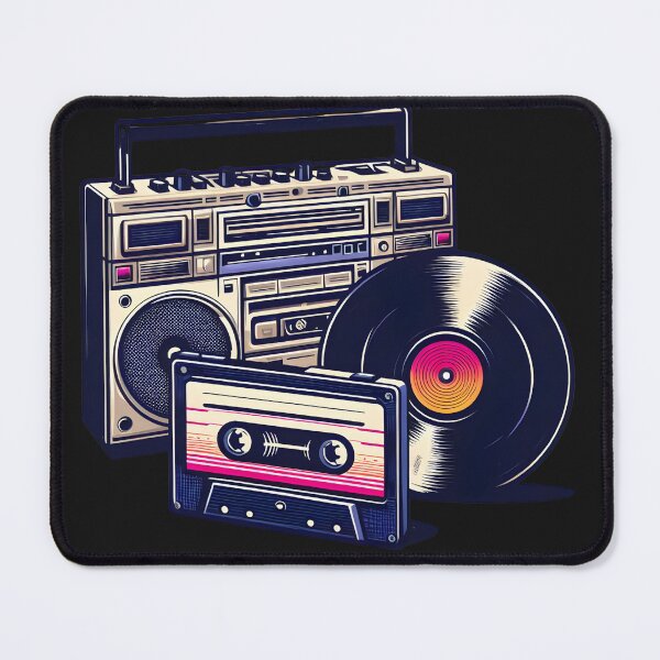 Item preview, 90's Retro Boombox Cassette & Vinyl Record designed and sold by D-Dreamweaver.