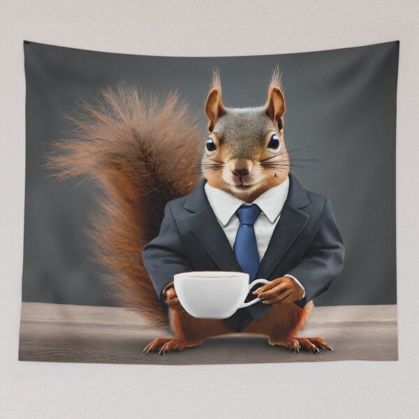 Item preview, Executive Squirrel Drinking Coffee designed and sold by KoliBabb.