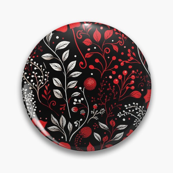 Item preview, Red and black Monochrome floral pattern designed and sold by Ellimade.