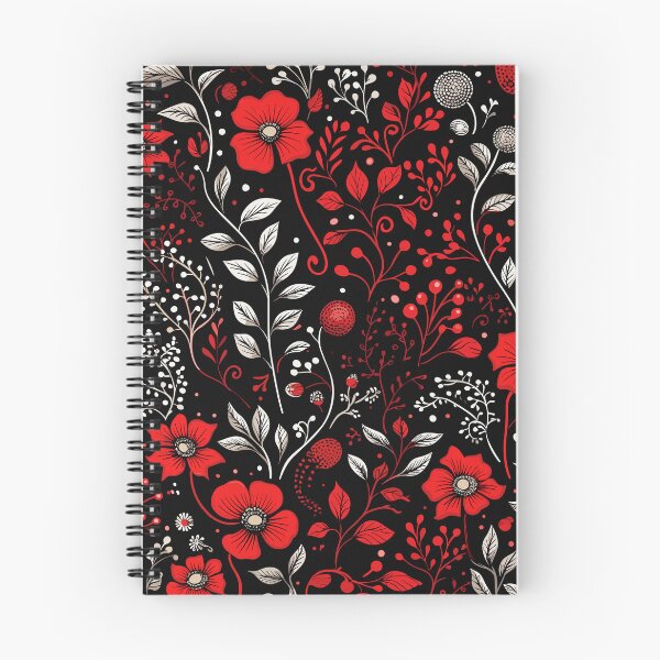 Item preview, Red and black Monochrome floral pattern designed and sold by Ellimade.