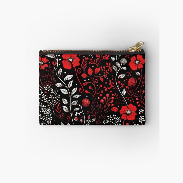 Item preview, Red and black Monochrome floral pattern designed and sold by Ellimade.
