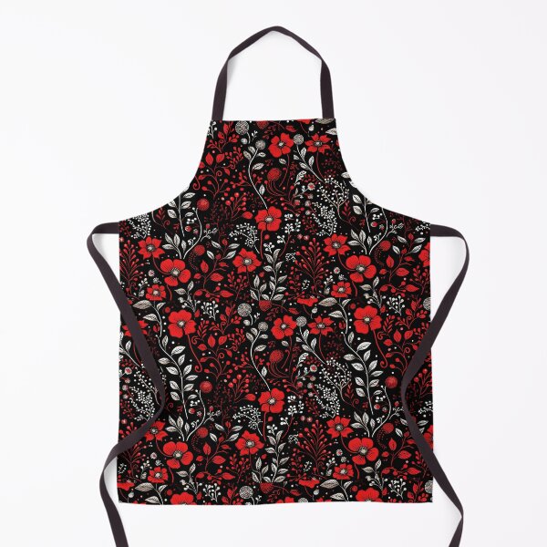 Item preview, Red and black Monochrome floral pattern designed and sold by Ellimade.