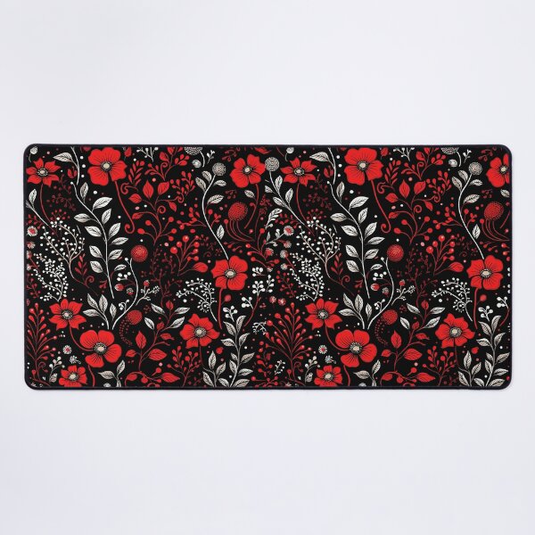 Item preview, Red and black Monochrome floral pattern designed and sold by Ellimade.