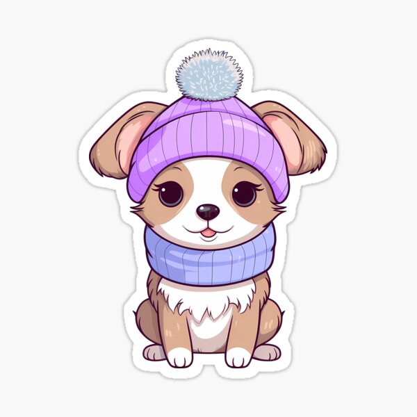 Cute Girl Pup in Scarf Sticker