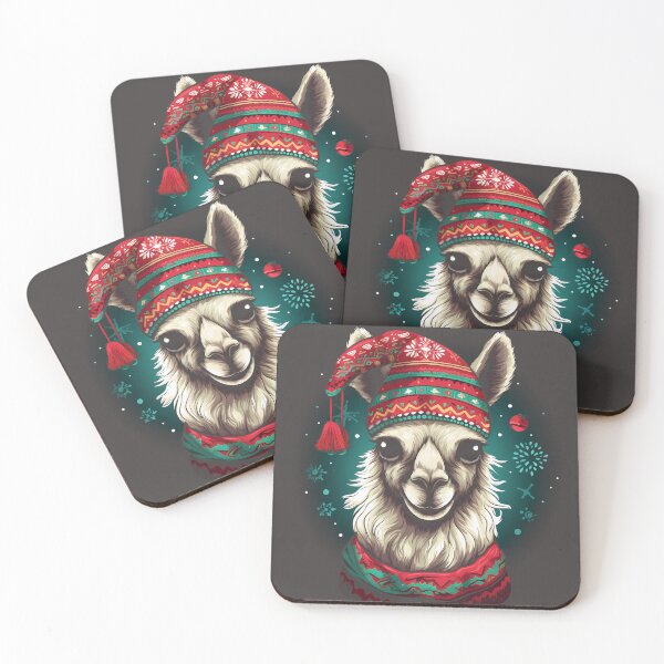 Item preview, Llama Claus: Festive Holiday Alpaca in Santa Hat and Scarf designed and sold by Justin Haas.