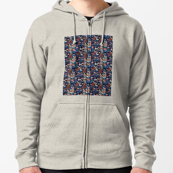 Boho Style Illustration Zipped Hoodie