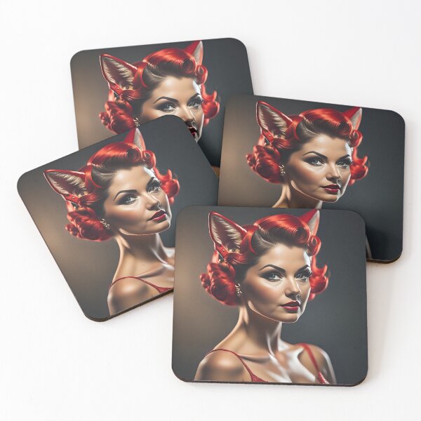 Item preview, Fox pinup girl with short ginger hair designed and sold by aipinups.