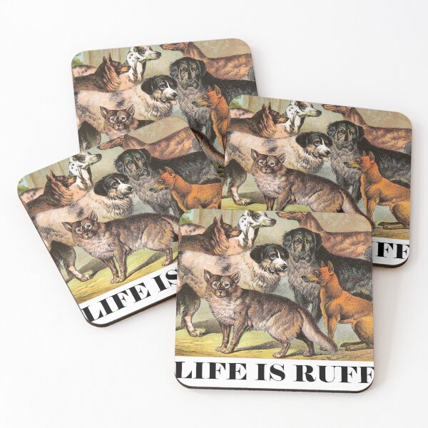 Item preview, Life is Ruff Esquimau Danish Irish Greyhound Dingo Newfoundland Tibetan and Wild Dogs Chromolithograph (black print) Dog Lover Gift designed and sold by ElegantTeaTime.