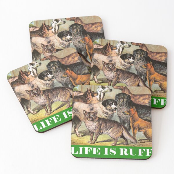 Item preview, Life is Ruff Esquimau Danish Irish Greyhound Dingo Newfoundland Tibetan and Wild Dogs Chromolithograph (white print) Dog Lover Gift designed and sold by ElegantTeaTime.