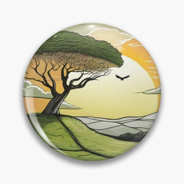 Item preview, Colorful Sunset and Sycamore Gap with Flying Eagle and Green Clouds designed and sold by SwanAndStone.