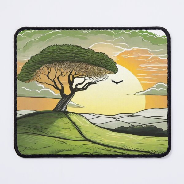 Item preview, Colorful Sunset and Sycamore Gap with Flying Eagle and Green Clouds designed and sold by SwanAndStone.