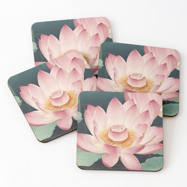 Item preview, Pink Lotus Flower with Greenery, Lotus Flower Art designed and sold by Mariana Piana.