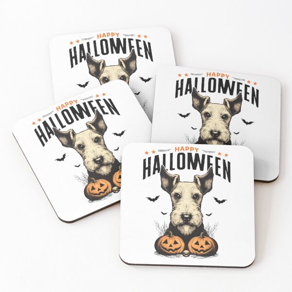 Artikelvorschau, Happy Halloween Wire Fox Terrier Vintage süßer Panda und Kürbis entworfen und verkauft von YerrouDesing.