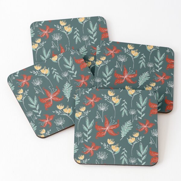 Item preview, Floral doodle on dark green designed and sold by kobyakov.
