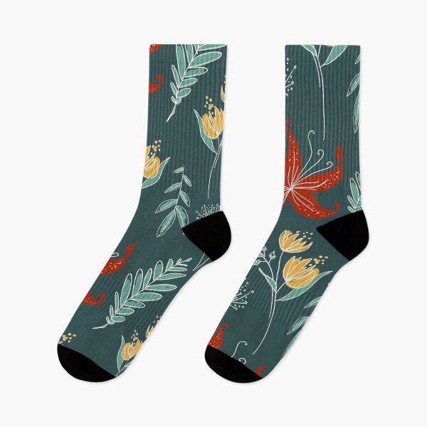 Item preview, Floral doodle on dark green designed and sold by kobyakov.