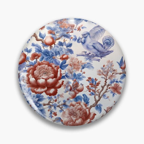 Item preview, Modern take on traditional French toile in blue and red designed and sold by SophieClimaArt.