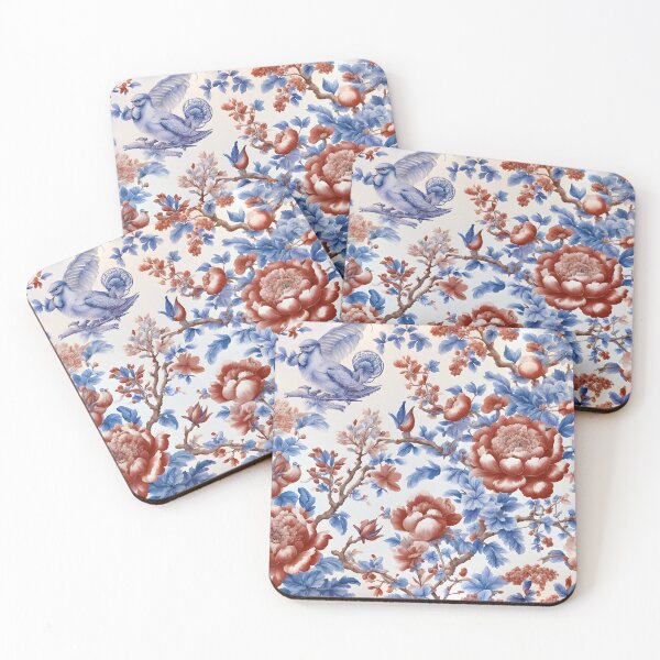 Item preview, Modern take on traditional French toile in blue and red designed and sold by SophieClimaArt.