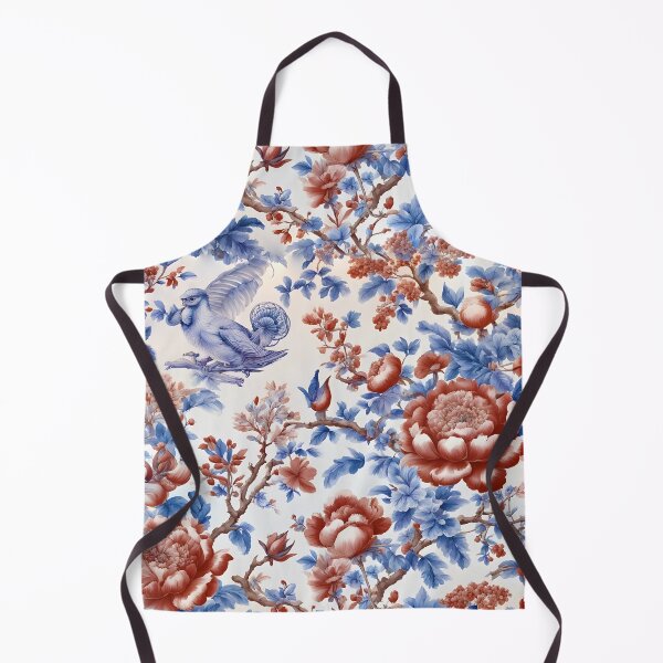Item preview, Modern take on traditional French toile in blue and red designed and sold by SophieClimaArt.