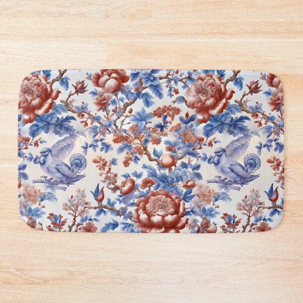 Item preview, Modern take on traditional French toile in blue and red designed and sold by SophieClimaArt.