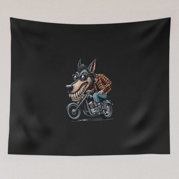 Item preview, Dog Riding Motorcycle Vintage Subversive Cartoon designed and sold by kustomart.