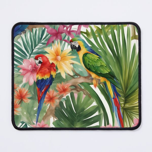 Item preview, Macaw parrots in tropical forest acrylic painting designed and sold by SophieClimaArt.