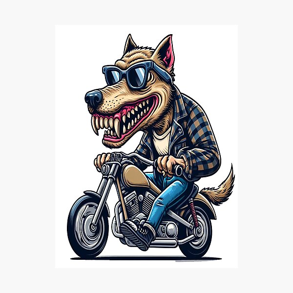 Item preview, Dog Riding Motorcycle  Vintage Subversive Cartoon designed and sold by kustomart.