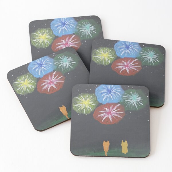 Item preview, Cat and Dog watching the Fireworks designed and sold by PrintedPaint.