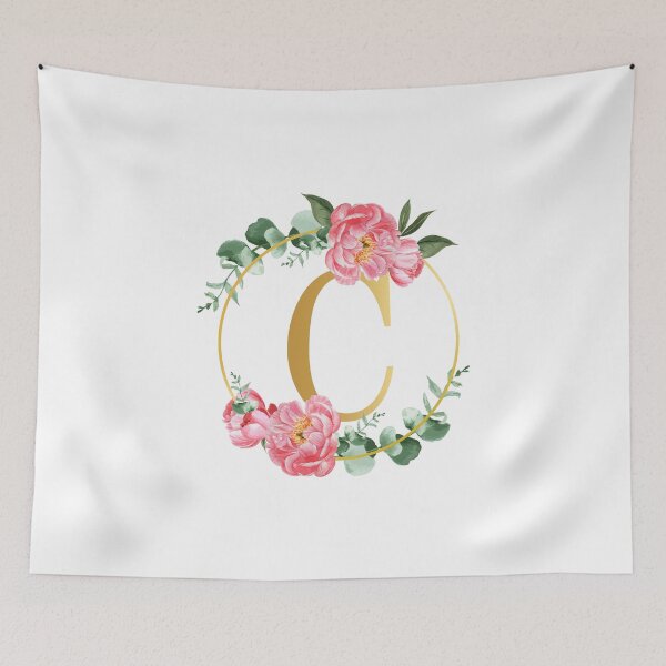 Item preview, Letter C Monogram Floral Golden Flowers Frame | Wedding Stationery designed and sold by ArtCornerStudio.