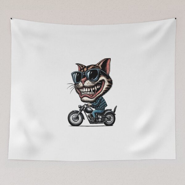 Item preview, cat Riding Motorcycle  Vintage Subversive Cartoon designed and sold by kustomart.