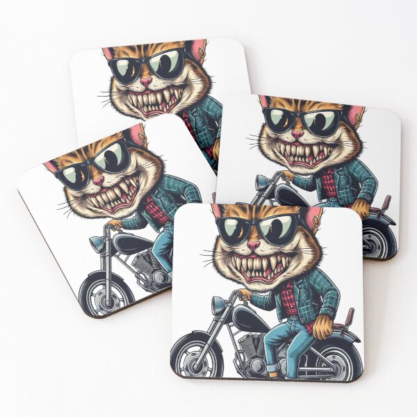 Item preview, cat Riding Motorcycle  Vintage Subversive Cartoon designed and sold by kustomart.