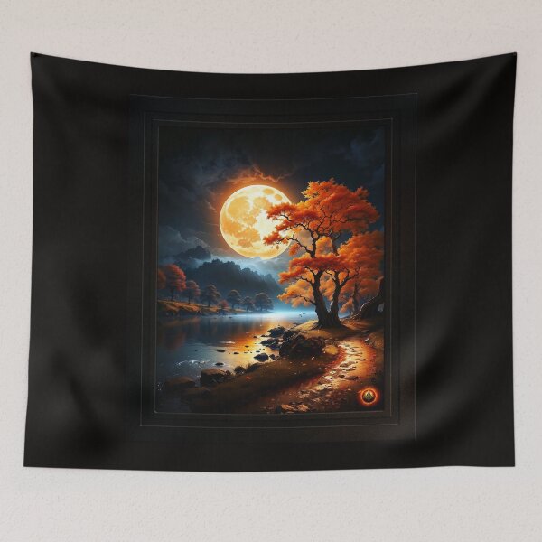 Item preview, The Enchanted Realm Of The Orange Moon Beautiful AI Concept Art by Xzendor7 designed and sold by Xzendor7 Digital Art Creations.
