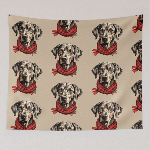 Item preview, Catahoula Leopard Christmas Plaid Watercolor designed and sold by rafaeltto.