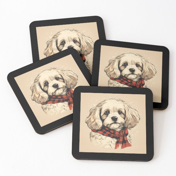 Item preview, Cavachon Christmas Plaid Watercolor designed and sold by rafaeltto.