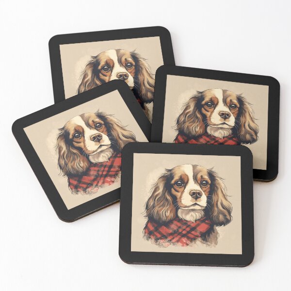 Artikelvorschau, Cavalier King Charles Spaniel Christmas Plaid Watercolor entworfen und verkauft von rafaeltto.