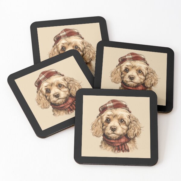 Item preview, Cavapoo Christmas Plaid Watercolor designed and sold by rafaeltto.