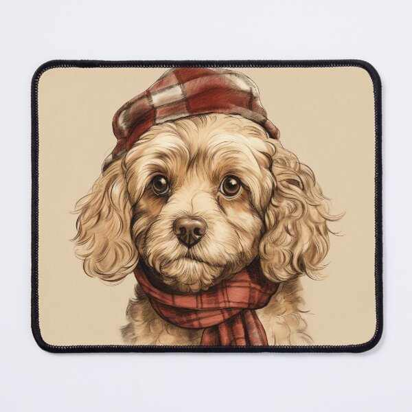 Item preview, Cavapoo Christmas Plaid Watercolor designed and sold by rafaeltto.