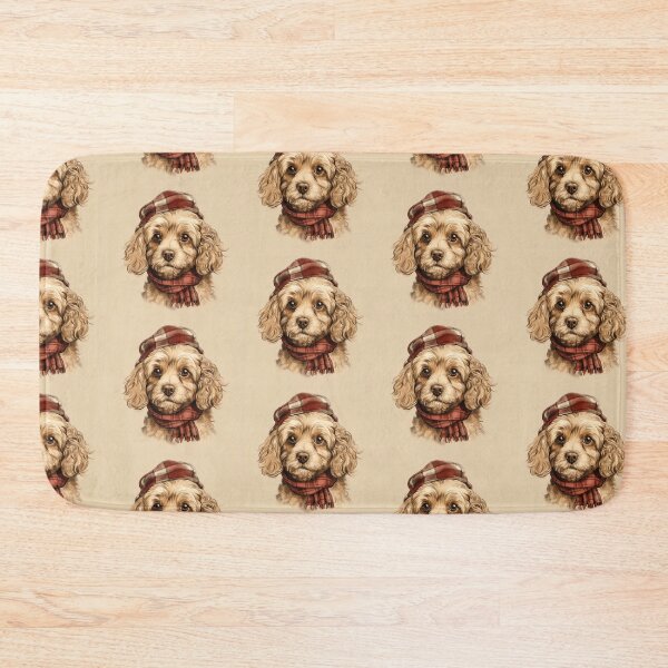 Item preview, Cavapoo Christmas Plaid Watercolor designed and sold by rafaeltto.