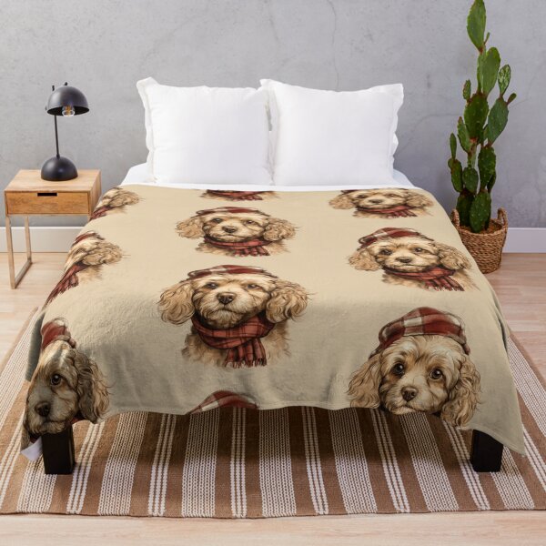Item preview, Cavapoo Christmas Plaid Watercolor designed and sold by rafaeltto.