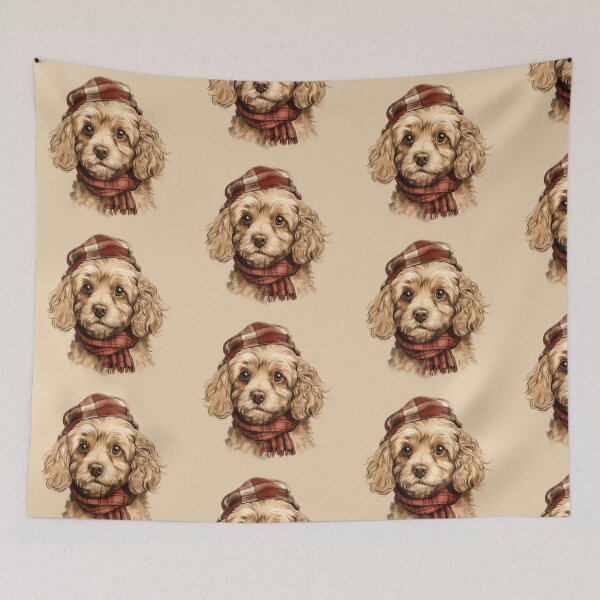 Item preview, Cavapoo Christmas Plaid Watercolor designed and sold by rafaeltto.