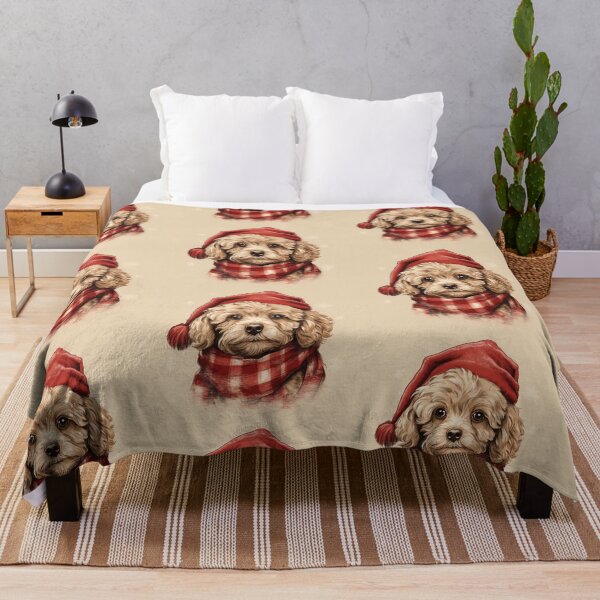 Item preview, Cavapoo Christmas Plaid Watercolor designed and sold by rafaeltto.