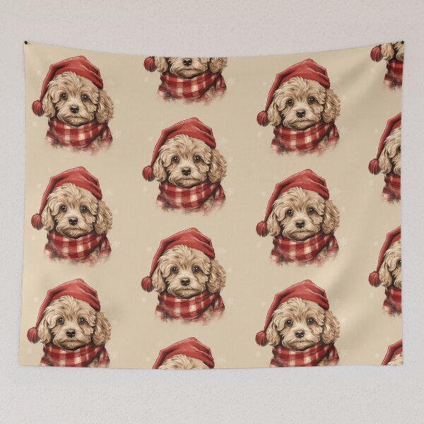 Item preview, Cavapoo Christmas Plaid Watercolor designed and sold by rafaeltto.