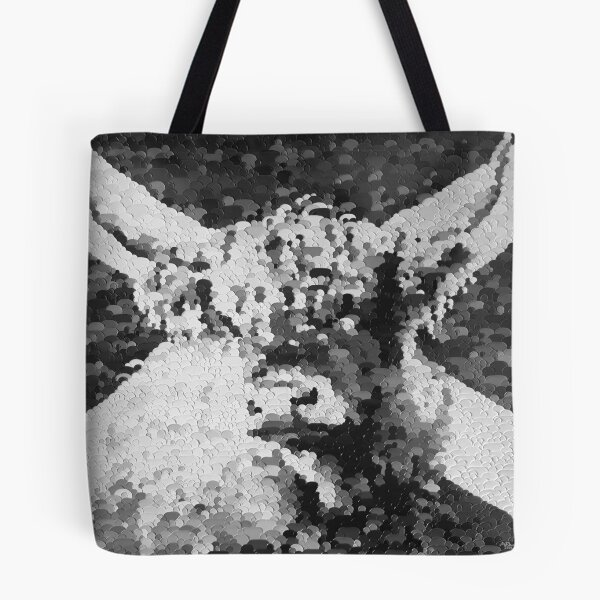 Item preview, Highland cow with the scottish flag, black and white image, edited oil painting by Marina Daniluka designed and sold by MariDaniArt.