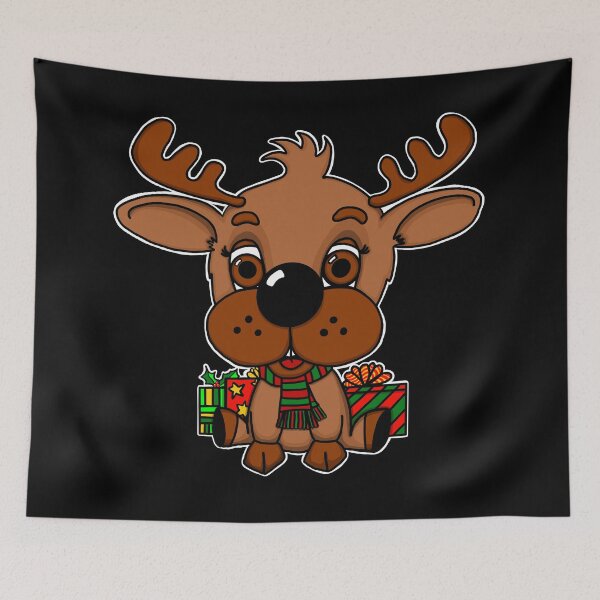 Item preview, "Rein The Christmas Reindeer" | Black Background designed and sold by LiseHoltArt.