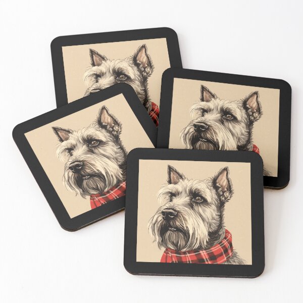 Item preview, Cesky Terrier Christmas Plaid Watercolor designed and sold by rafaeltto.