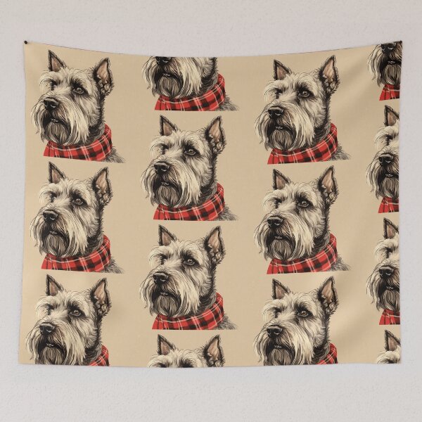 Item preview, Cesky Terrier Christmas Plaid Watercolor designed and sold by rafaeltto.