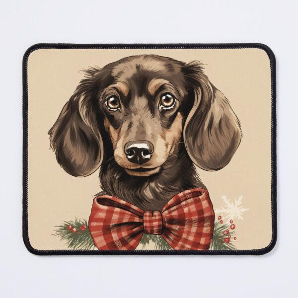 Item preview, Chocolate and Cream Dachshund Christmas Plaid Watercolor designed and sold by rafaeltto.