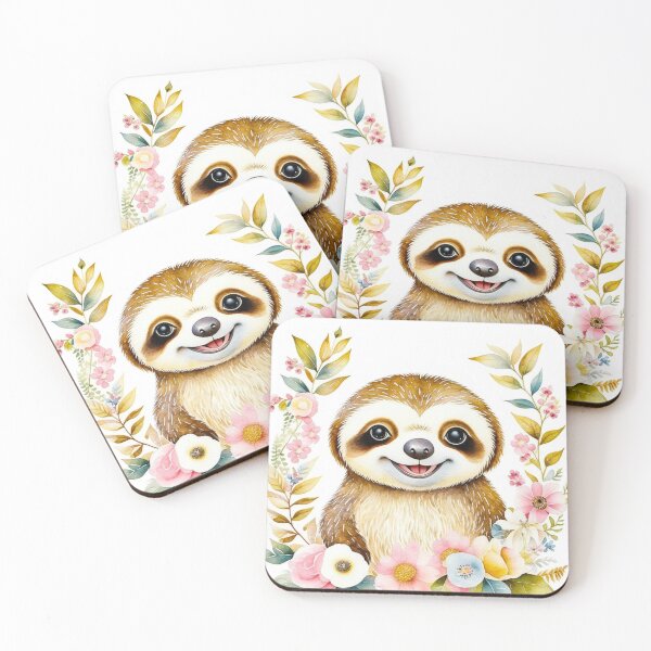 Item preview, Baby Sloth Floral Nursery Art designed and sold by Kiwikho.