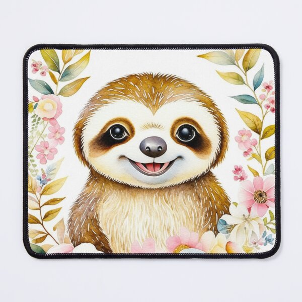 Item preview, Baby Sloth Floral Nursery Art designed and sold by Kiwikho.