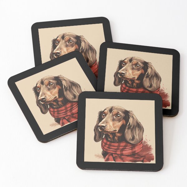 Artikelvorschau, Chocolate and Tan Dachshund Christmas Plaid Watercolor entworfen und verkauft von rafaeltto.