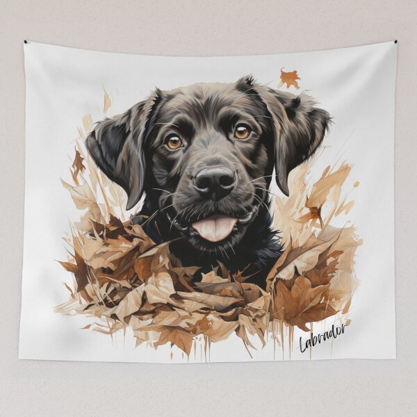 Item preview, Labrador pup among the autumn leaves designed and sold by Lewis-mart.